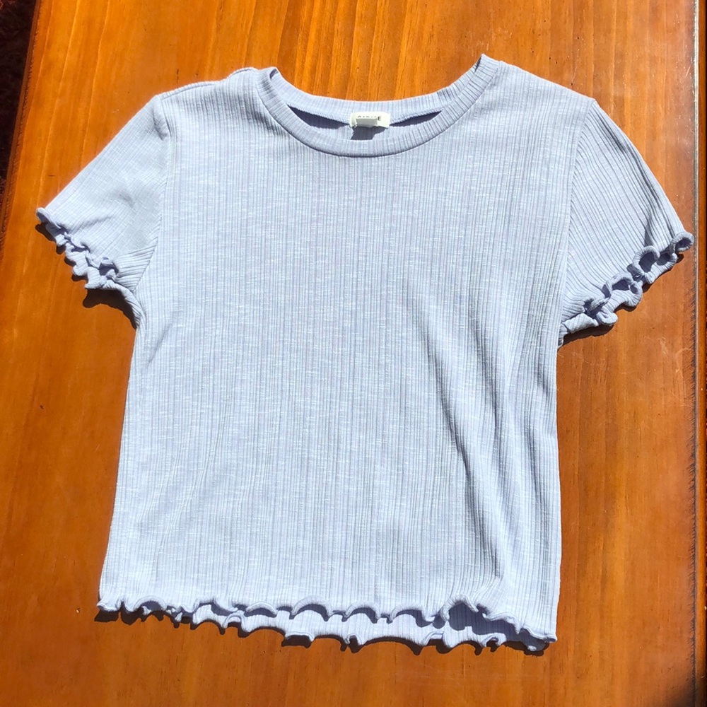 Garage Lilac Cropped Ruffle Shirt